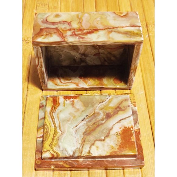 Vtg 1985 EDNA HIBEL Mother And Child Blood Stone Marble Artwork Trinket Box 3x4" - Picture 7 of 11
